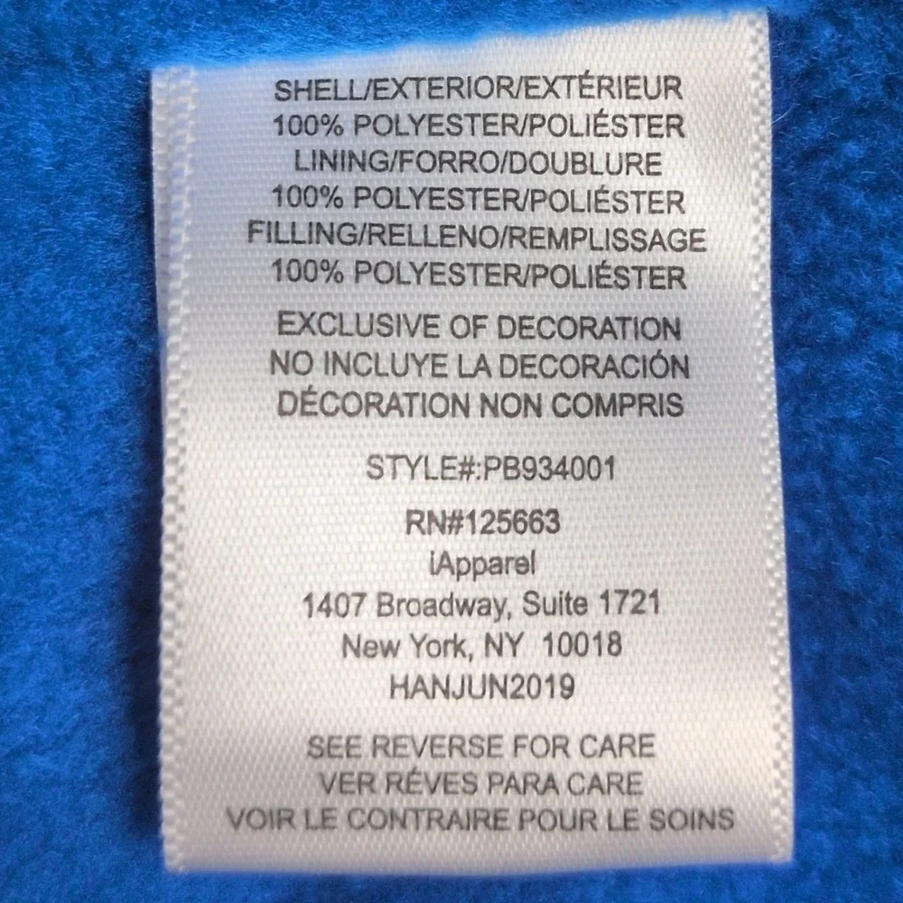 Perry Ellis Boy 14/16 Puffer Jacket Black Blue Fleece Lined Hooded Winter Coat